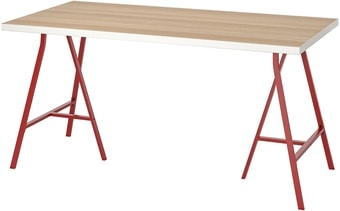 Письменный стол Ikea Линнмон/Лерберг (беленый дуб/красный) 593.310.03