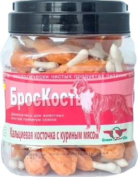 Лакомство для собак GreenQZin Броскость кальциевая косточка с куриным мясом 750 г