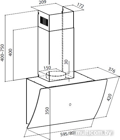 Кухонная вытяжка LEX Plaza GS 900 (черный)