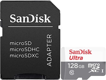 Карта памяти SanDisk Ultra microSDXC SDSQUNR-128G-GN6TA 128GB (с адаптером)