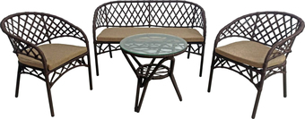 Набор садовой мебели Garden Story Фреско FR-MТ001/FR-MТ002/FR-MТ003 (черный/ротанг коричневый)