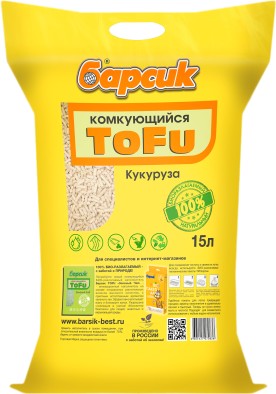 Наполнитель для туалета Барсик Тофу Кукуруза 15 л
