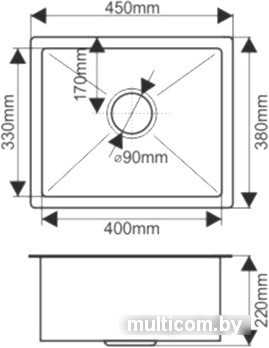 Кухонная мойка Melana ProfLine H4538 (сатин, глубина чаши 22 см, сталь 3 мм)