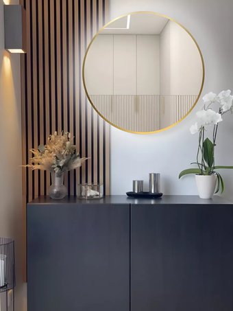 Зеркало с подсветкой eMZe 80 LED.UV.80.80.AUR.MOTION (золото с УФ-окантовкой и подсветкой)