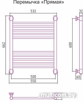 Полотенцесушитель Сунержа Богема+ 600x500 00-0220-6050