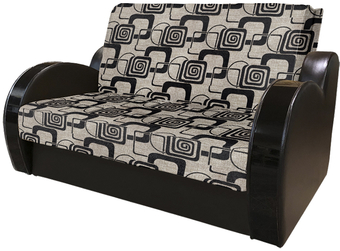 Диван Асмана Виктория 120 с декором 3 (рогожка кубики коричневые/кожзам коричневый)