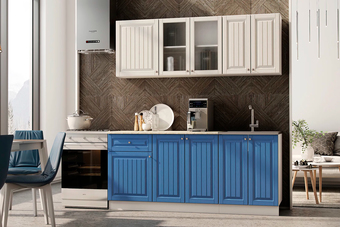 Готовая кухня МебельЭра Хозяюшка 1.8 (магнолия/деним)