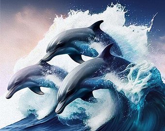 Картина по номерам Молли Дельфины в море 40x50 FHR0570