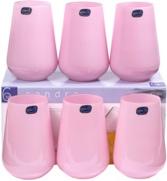 Набор стаканов для воды и напитков Bohemia Crystal Sandra Pink 23013/D5123/380