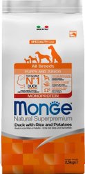 Сухой корм для собак Monge Speciality Line Monoprotein Puppy с уткой, рисом и картофелем (2.5 кг)