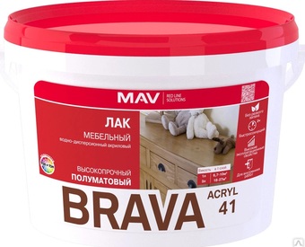 Лак Brava ВД-АК-2041 мебельный 5 л (бесцветный полуматовый)