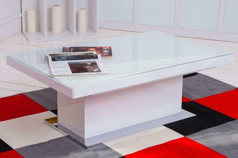 Стол-трансформер Levmar Space (стекло белый/сатинированная сталь)