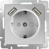 Розетка Werkel WL06-SKGS-USBx2-IP20 (серебряный)