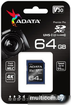 Карта памяти A-Data Premier Pro ASDX64GUI3V30S-R SDXC 64GB