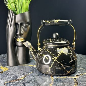 Чайник без свистка Lenardi Черный мрамор 776-060