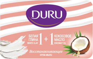 Duru Крем-мыло 1+1 белая глина + кокосовое масло 80 г