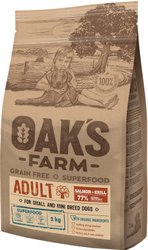 Сухой корм для собак Oak's Farm Беззерновой для малых и миниатюрных пород. Лосось и криль (2 кг)
