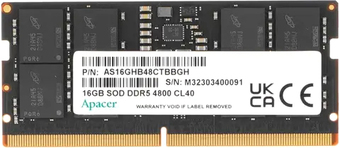 Оперативная память Apacer 16ГБ DDR5 SODIMM 4800 МГц AS16GHB48CTBBGH