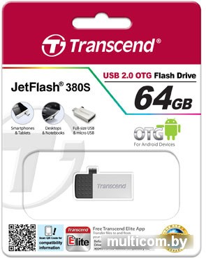 USB Flash Transcend JetFlash 380S 64GB Silver (TS64GJF380S )