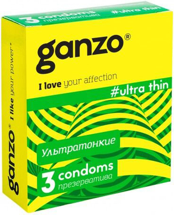 Гладкие презервативы Ganzo Ultra thin №3