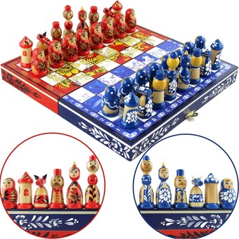 Шахматы Брестская Фабрика Сувениров Хохлома и Гжель ch_colorgzhel