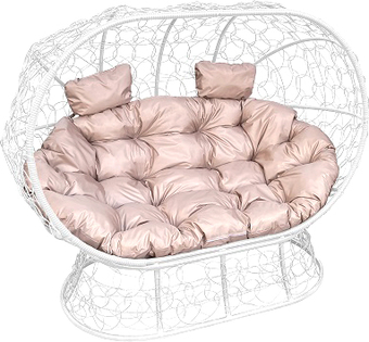 Садовый диван M-Group Лежебока11190101 (на подставке с белым ротангом/бежевая подушка)