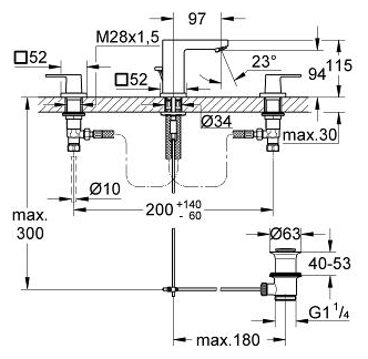 Двухрычажный смеситель Grohe Eurocube 20351000