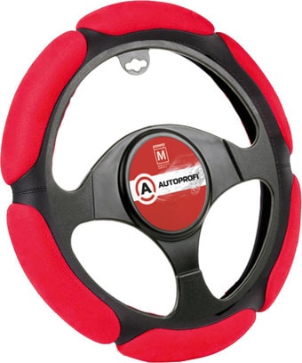 Оплетка на руль Autoprofi SP-5026 BK/RD (M) (черный/красный)