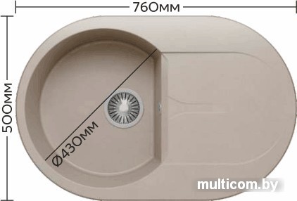 Кухонная мойка Polygran Atol-760 (бежевый 27)