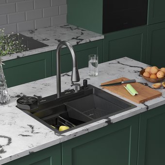 Кухонная мойка Roxen Stage Plus 560250-60B многофункциональная 8 в 1 (60*48/графит)