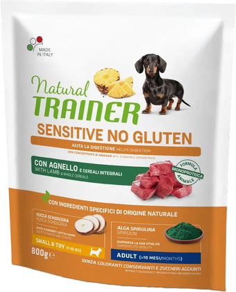 Сухой корм для собак Trainer Sensitive No Gluten Mini Adult with Lamb (для взрослых мелких пород с чувствительным пищеварением с ягненком) 800 г