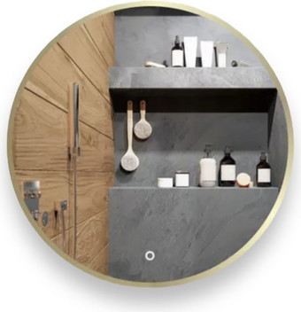 Зеркало eMZe Led с подсветкой и УФ-окантовкой D80 LED.UV.80.80.AUR (золото)