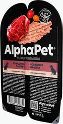 Консервированный корм для собак AlphaPet Superpremium Говядина паштет для взрослых собак 100 г