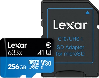 Карта памяти Lexar 633x microSDXC LSDMI256BB633A 256GB (с адаптером)
