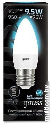 Светодиодная лампа Gauss LED Candle E27 9.5 Вт 4100 К 103102210