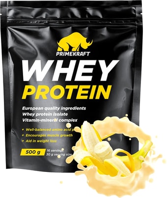 Протеин Prime Kraft Whey Protein с витаминами и минералами (500г, банановый йогурт)