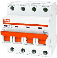 Выключатель автоматический TDM ВА 47-29 4Р 16А (C) 4.5кА SQ0206-0125