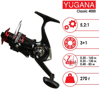 Рыболовная катушка Yugana Classic 4000 3+1 Ball