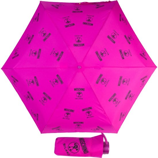 Зонт Moschino 8560-SuperminiA Logo Allover Fuxia
