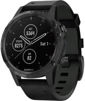 Умные часы Garmin Fenix 5S Plus Sapphire (черный/черный кожаный)