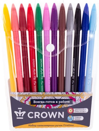 Набор капиллярных ручек Crown MultiPla CMP-5000SET (12 цв)