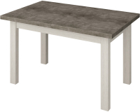 Кухонный стол Senira Кастусь 120-160x75 (бетон/белый)