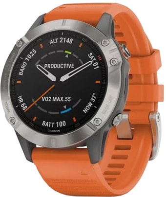 Умные часы Garmin Fenix 6 Sapphire (титановый/оранжевый)