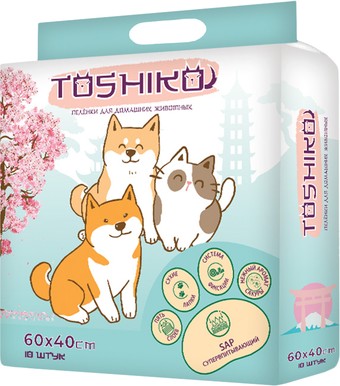 Одноразовая пеленка Toshiko с ароматом сакуры (60х40 см, 10 шт)