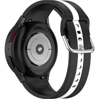 Ремешок Rumi Sport Line силиконовый для Samsung Galaxy Watch4/5 (20 мм, черный/белый)