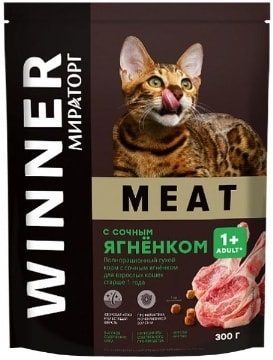 Сухой корм для кошек Winner с сочным ягненком для взрослых кошек старше 1 года 300 г