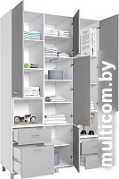 Шкаф распашной Polini Kids Mirum 2330 трехсекционный (белый/серый)