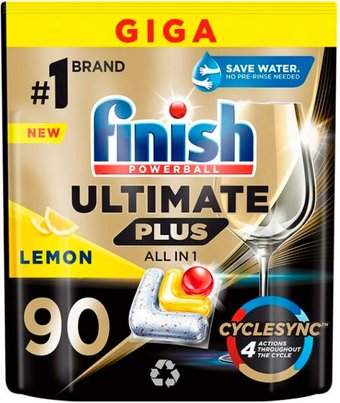 Капсулы для посудомоечной машины Finish Powerball Ultimate Plus All in 1 Лимон (90 шт)