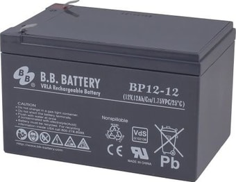 Аккумулятор для ИБП B.B. Battery BP12-12 (12В/12 А·ч)