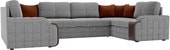 П-образный диван Mebelico Николь П 60366 (серый/коричневый)